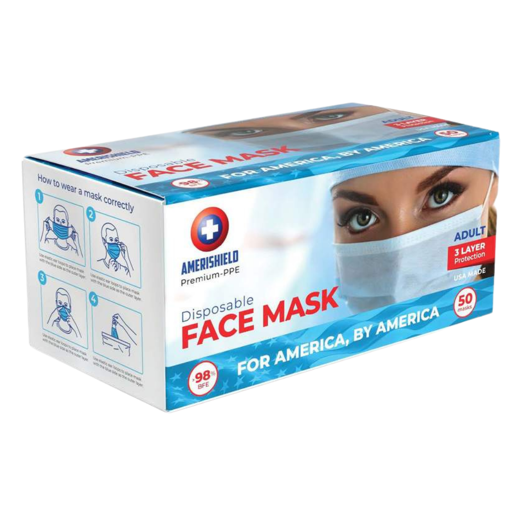 AmeriShield | USA Made 3-Ply Disposable Face Mask | ASTM Level 2