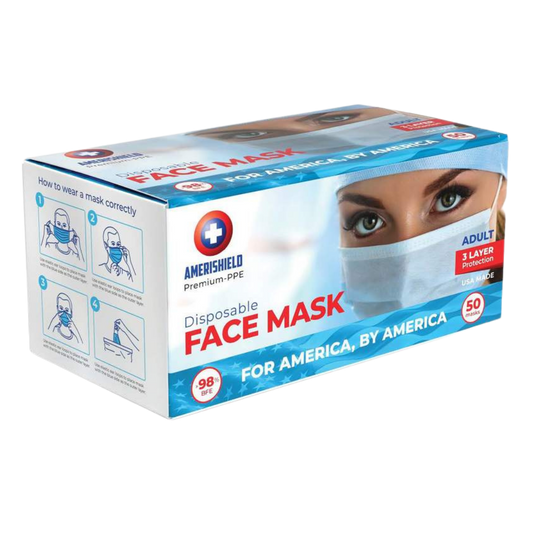 AmeriShield | USA Made 3-Ply Disposable Face Mask | ASTM Level 2