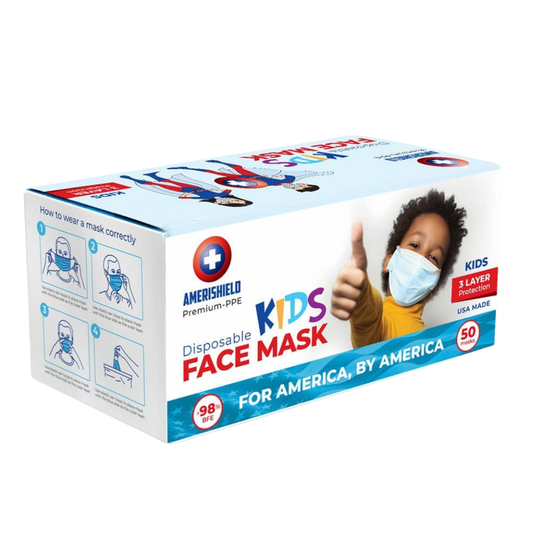 AmeriShield Kids | USA Made 3-Ply Pediatric Face Masks | ASTM Level 2